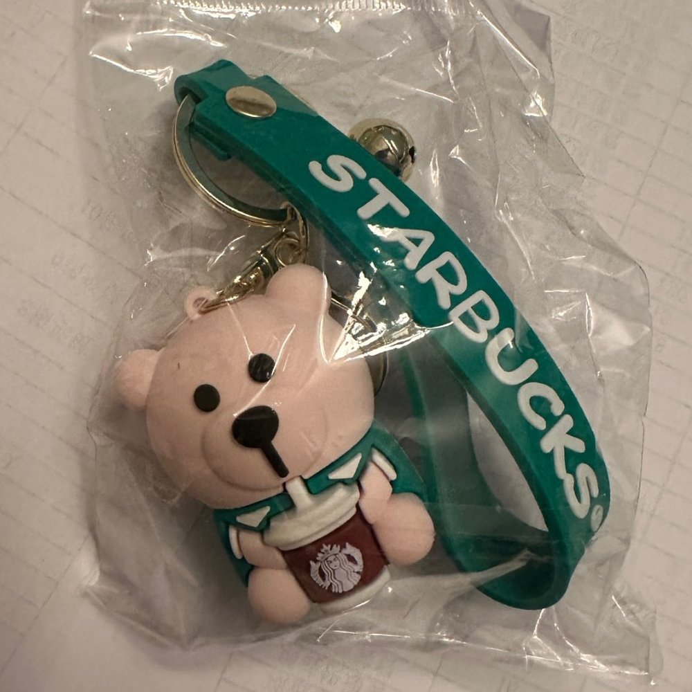 Starbucks Bear Green/Brown Keychain Silicone Rubber